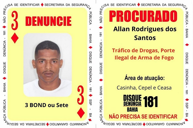 Investigado é o Allan Rodrigues dos Santos, que está foragido por tráfico de drogas (Foto: Divulgação/SSP)
