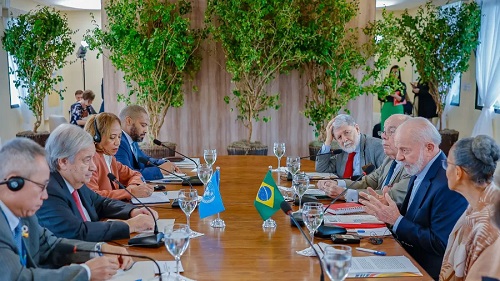  Presidente Lula em encontro com António Guterres, secretário-geral da ONU, antes da abertura oficial do G20 Imagem: Ricardo Stuckert