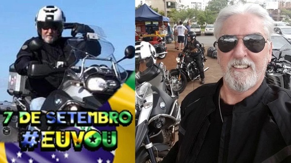 Oficial da reserva do Exército Brasileiro e extremista apoiador de Jair Bolsonaro (PL), César Ricardo Stoll, matou o cão em moto com a legenda '7 de Setembro eu vou' - Créditos: Facebook