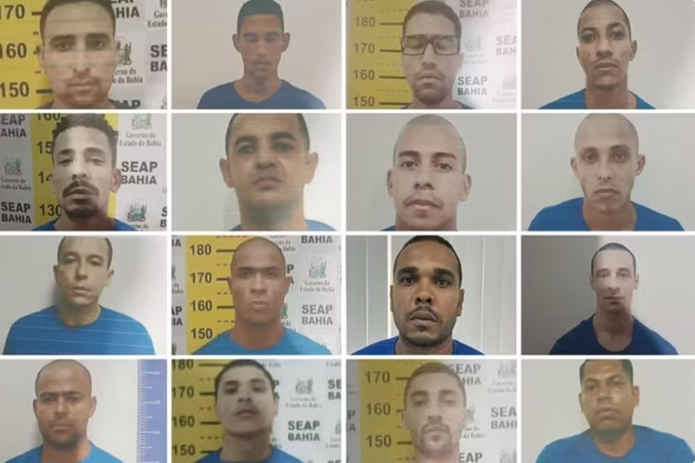 Imagem colorida dos 16 presos que fugiram na Bahia (Foto: Divulgação/Seap)