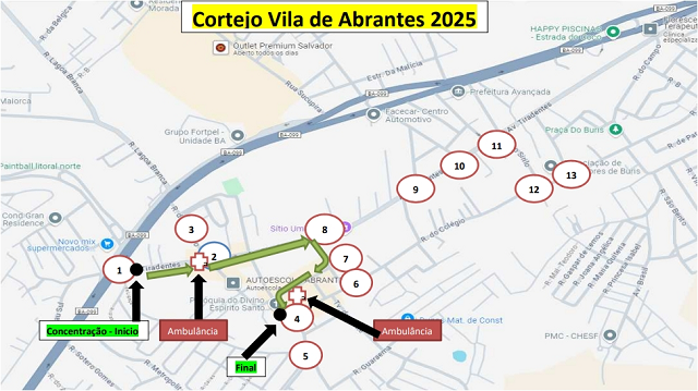 Intervenções reordenam espaços de circulação e estacionamento de veículos, bem como de paradas do transporte público municipal durante a Lavagem de Abrantes (Foto: Divulgação)