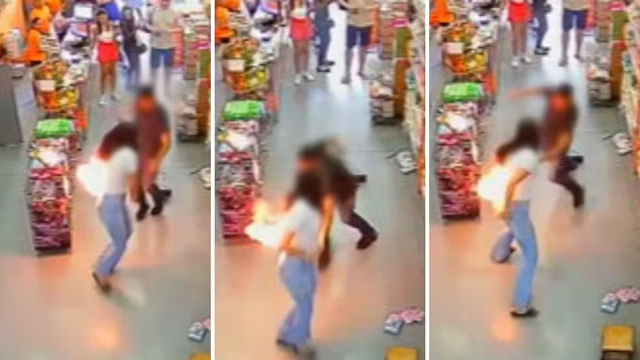 Registros do momento da explosão (Foto: Reprodução)
