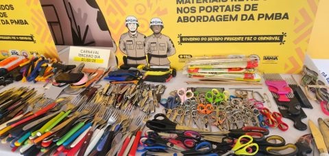 Cerca de 962 objetos proibidos foram apreendidos nos 47 Portais de Abordagem dos circuitos. Foto: PMBA