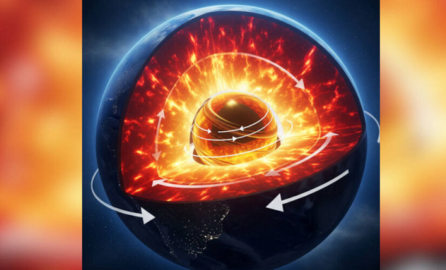 Estudo revela que o núcleo da Terra pode ter parado de girar. Saiba como isso afeta o planeta - Imagem gerada por IA Estudo revela que o núcleo da Terra pode ter parado de girar. Saiba como isso afeta o planeta - Imagem gerada por IA