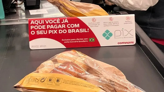Aviso em varejo português que aceita operação via Pix (Foto: Reprodução) Aviso em varejo português que aceita operação via Pix (Foto: Reprodução)