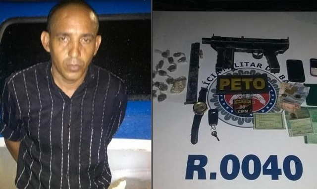 Submetralhadora foi encontrada no carro conduzido por Antônio Peixoto Nascimento Filho (Foto: Reprodução)