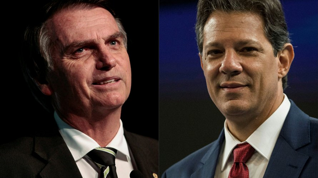 Presidenciáveis Jair Bolsonaro (PSL) e Fernando Haddad (PT) (Foto: Reprodução)