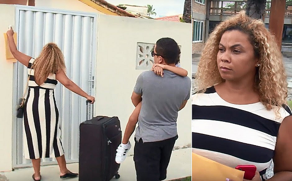 Ainoã Edney e família dão de cara com o portão, na própria casa (Foto: Reprodução | TV Jornal)
