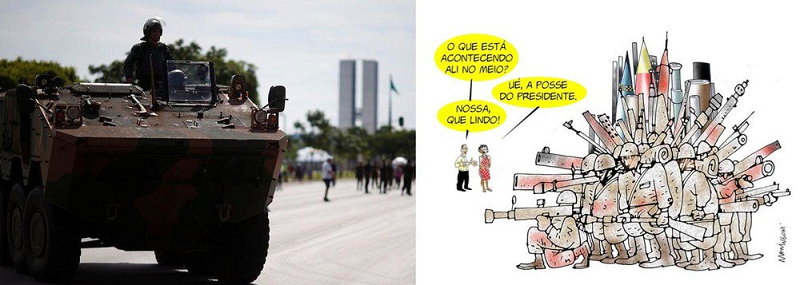 Brasília está como que em estado de sítio. Repórteres estão sob ameaça de levar tiro, carrinhos de bebê e até maçãs estão proibidos (Foto: Reprodução) Brasília está como que em estado de sítio. Repórteres estão sob ameaça de levar tiro, carrinhos de bebê e até maçãs estão proibidos (Foto: Reprodução)