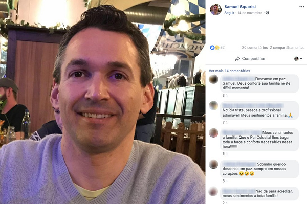 Samuel Rodrigues Squarisi, de 38 anos, não resistiu a intoxicação causada pelo cloro em academia de Campinas (SP) (Foto: Reprodução | Facebook) 