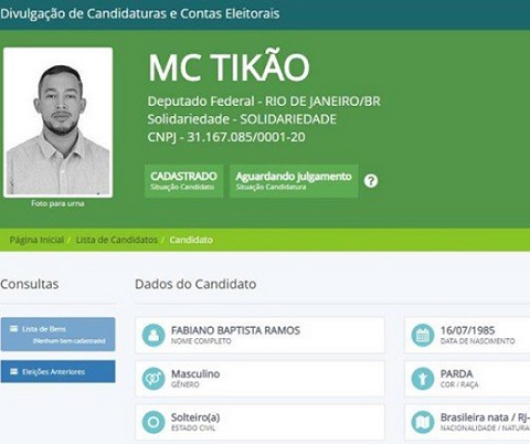 Candidatura foi registrada no TRE, mas ainda não foi confirmada (Foto: Reprodução)