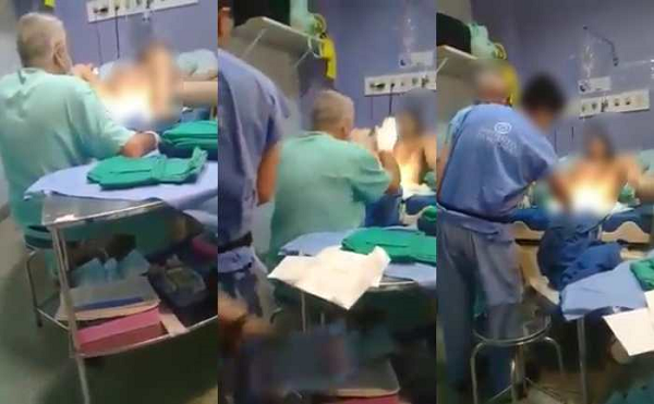 Imagens registradas mostram um médico xingando e agredindo fisicamente uma mulher em trabalho de parto (Foto: Reprodução) Imagens registradas mostram um médico xingando e agredindo fisicamente uma mulher em trabalho de parto (Foto: Reprodução)