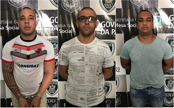 Militares baianos e um outro homem foram presos em Campina Grande, na Paraíba (Foto: Divulgação | Polícia Civil da Paraíba)