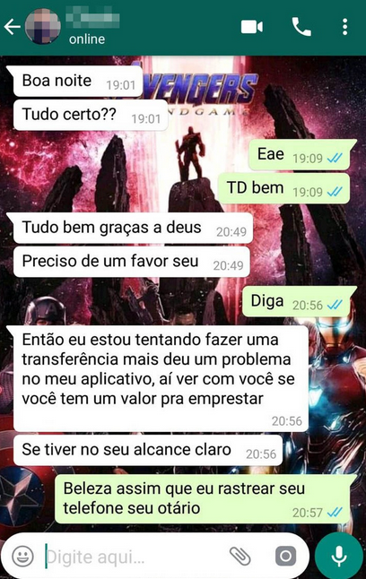 Golpista chamou diversos amigos do advogado pedindo que fosse transferida uma quantia em dinheiro (Foto: Arquivo pessoal) Golpista chamou diversos amigos do advogado pedindo que fosse transferida uma quantia em dinheiro (Foto: Arquivo pessoal)