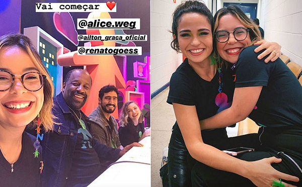 Além de ficar na bancada atendendo telefone ao lado de artistas e influenciadores digitais, ela também leu um texto em determinada parte do programa (Foto: Reprodução) Além de ficar na bancada atendendo telefone ao lado de artistas e influenciadores digitais, ela também leu um texto em determinada parte do programa (Foto: Reprodução)