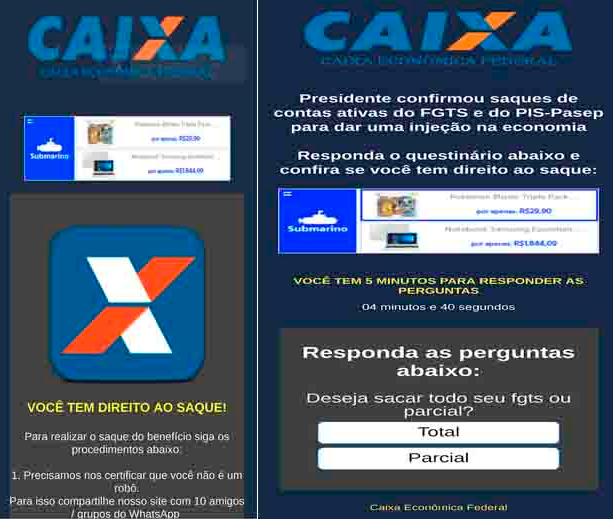 Ao tocar no link do golpe disseminado pelo WhatsApp, o usuário é incentivado a responder uma breve pesquisa (Foto: Reprodução) Ao tocar no link do golpe disseminado pelo WhatsApp, o usuário é incentivado a responder uma breve pesquisa (Foto: Reprodução)