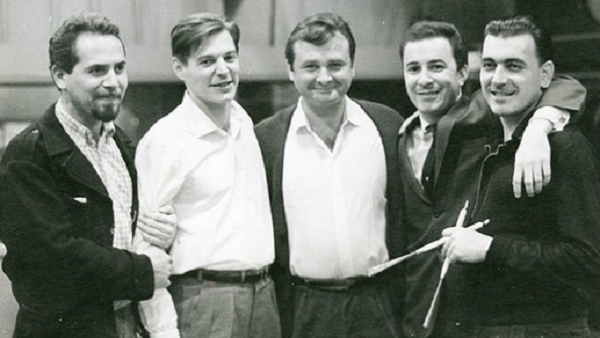 Tião Neto, Tom Jobim, Stan Getz, João Gilberto e Milton Banana: a turma por trás do Getz/Gilberto (Foto: David Drew Zingg | Divulgação)