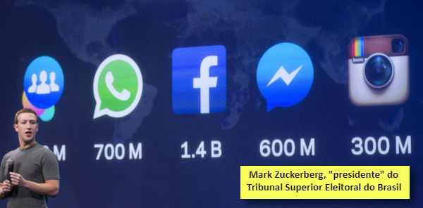 Mark  Zuckerberg, dono do aplicativo (e também do Facebook) tem, como se vê,mais poder e iniciativa que a Ministra Rosa Weber, presidente do TSE